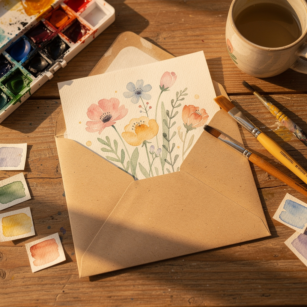 Watercolor art print being packaged